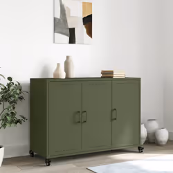 vidaXL Sideboard Storage Cupboard Side Cabinet Highboard Mustard Yellow Steel - green