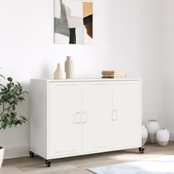vidaXL Sideboard Storage Cupboard Side Cabinet Highboard Mustard Yellow Steel - white