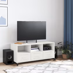 vidaXL TV Cabinet TV Stand Entertainment Centre Media TV Unit White Steel