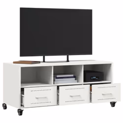 vidaXL TV Cabinet TV Stand Entertainment Centre Media TV Unit White Steel - Additional view 4