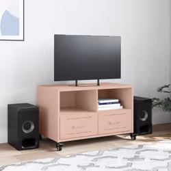 vidaXL TV Cabinet TV Stand Entertainment Centre Media Unit TV Unit Pink Steel