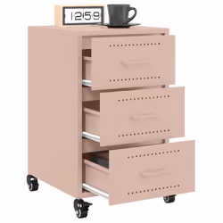 vidaXL Bedside Cabinet Nightstand Side Table Bed Cabinet Bed Table White Steel - pink - Additional view 4
