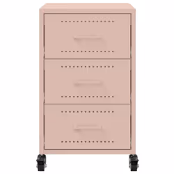 vidaXL Bedside Cabinet Nightstand Side Table Bed Cabinet Bed Table White Steel - pink - Additional view 5