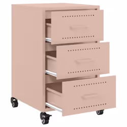 vidaXL Bedside Cabinet Nightstand Side Table Bed Cabinet Bed Table White Steel - pink - Additional view 8