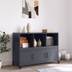 vidaXL Sideboard Storage Cupboard Side Cabinet Highboard Olive Green Steel - anthracite