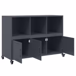 vidaXL Sideboard Storage Cupboard Side Cabinet Highboard Olive Green Steel - anthracite - Additional view 8