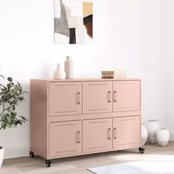 vidaXL Sideboard Storage Cupboard Side Cabinet Highboard Olive Green Steel - pink
