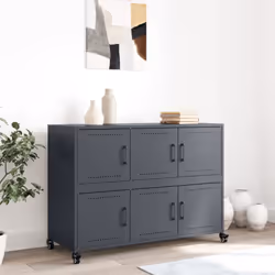 vidaXL Sideboard Storage Cupboard Side Cabinet Highboard Olive Green Steel - anthracite - Additional view 2