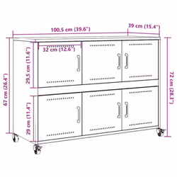 vidaXL Sideboard Storage Cupboard Side Cabinet Highboard Olive Green Steel - anthracite - Additional view 3