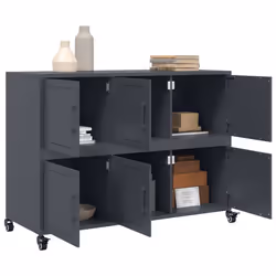 vidaXL Sideboard Storage Cupboard Side Cabinet Highboard Olive Green Steel - anthracite - Additional view 4