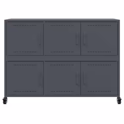 vidaXL Sideboard Storage Cupboard Side Cabinet Highboard Olive Green Steel - anthracite - Additional view 5