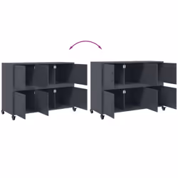 vidaXL Sideboard Storage Cupboard Side Cabinet Highboard Olive Green Steel - anthracite - Additional view 9