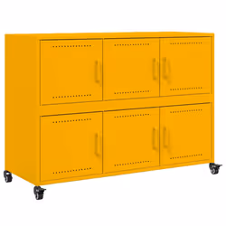 vidaXL Sideboard Storage Cupboard Side Cabinet Highboard Olive Green Steel - yellow