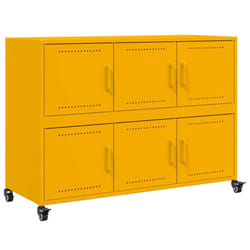 vidaXL Sideboard Storage Cupboard Side Cabinet Highboard Olive Green Steel - yellow
