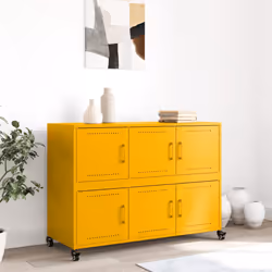 vidaXL Sideboard Storage Cupboard Side Cabinet Highboard Olive Green Steel - yellow