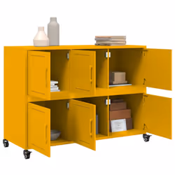 vidaXL Sideboard Storage Cupboard Side Cabinet Highboard Olive Green Steel - yellow - Additional view 4