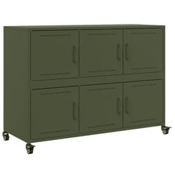 vidaXL Sideboard Storage Cupboard Side Cabinet Highboard Olive Green Steel - green