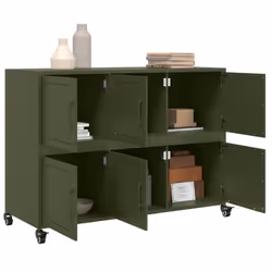 vidaXL Sideboard Storage Cupboard Side Cabinet Highboard Olive Green Steel - green - Additional view 4
