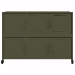 vidaXL Sideboard Storage Cupboard Side Cabinet Highboard Olive Green Steel - green - Additional view 5