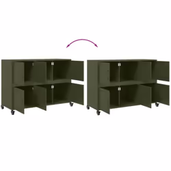 vidaXL Sideboard Storage Cupboard Side Cabinet Highboard Olive Green Steel - green - Additional view 9