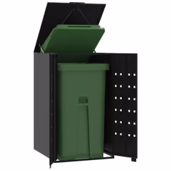 vidaXL Wheelie Bin Storage for Single Bin Garden Store Trash Cover Black Steel