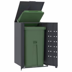 vidaXL Wheelie Bin Storage for Single Bin Rubbish Trash Cover Anthracite Steel