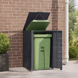 vidaXL Wheelie Bin Storage for Single Bin Rubbish Trash Cover Anthracite Steel