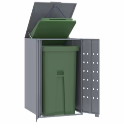 vidaXL Wheelie Bin Storage for Single Bin Garden Store Trash Cover Grey Steel
