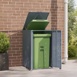 vidaXL Wheelie Bin Storage for Single Bin Garden Store Trash Cover Grey Steel