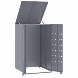 vidaXL Wheelie Bin Storage for Single Bin Garden Store Trash Cover Grey Steel - Additional view 6
