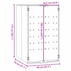 vidaXL Wheelie Bin Storage for Single Bin Garden Store Trash Cover Grey Steel - Additional view 9