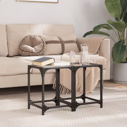 vidaXL Coffee Table with Transparent Glass Top Accent Table Side Table Steel - transparent, 30 x 30 x 40 cm/ 2 pcs