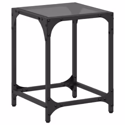 vidaXL Coffee Table with Transparent Glass Top Accent Table Side Table Steel - black, 30 x 30 x 40 cm/ 1 pcs