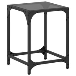 vidaXL Coffee Table with Transparent Glass Top Accent Table Side Table Steel - black, 30 x 30 x 40 cm/ 1 pcs