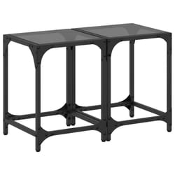 vidaXL Coffee Table with Transparent Glass Top Accent Table Side Table Steel - black, 30 x 30 x 40 cm/ 2 pcs