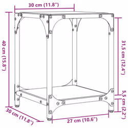 vidaXL Coffee Tables with Black Glass Top End Table Side Table 2 pcs Steel - transparent, 30 x 30 x 40 cm/ 1 pcs