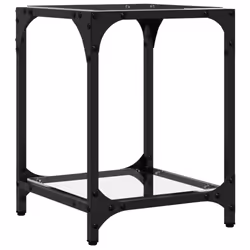 vidaXL Coffee Tables with Black Glass Top End Table Side Table 2 pcs Steel - transparent, 30 x 30 x 40 cm/ 1 pcs - Additional view 5