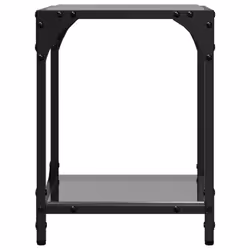 vidaXL Coffee Tables with Black Glass Top End Table Side Table 2 pcs Steel - black, 30 x 30 x 40 cm/ 2 pcs - Additional view 4
