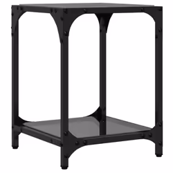 vidaXL Coffee Tables with Black Glass Top End Table Side Table 2 pcs Steel - black, 30 x 30 x 40 cm/ 2 pcs - Additional view 5
