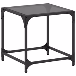 vidaXL Coffee Table with Transparent Glass Top Accent Table Side Table Steel - black, 40 x 40 x 40 cm/ 1 pcs