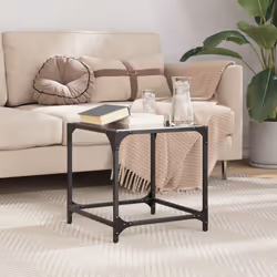 vidaXL Coffee Table with Transparent Glass Top Accent Table Side Table Steel - black, 40 x 40 x 40 cm/ 1 pcs
