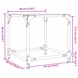 vidaXL Coffee Table with Transparent Glass Top Accent Table Side Table Steel - black, 40 x 40 x 40 cm/ 1 pcs