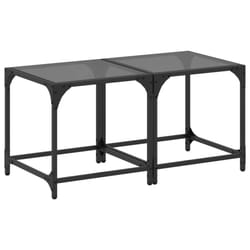 vidaXL Coffee Table with Transparent Glass Top Accent Table Side Table Steel - black, 40 x 40 x 40 cm/ 2 pcs