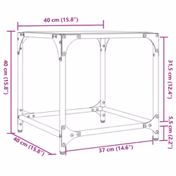vidaXL Coffee Table with Transparent Glass Top Accent Table Side Table Steel - black, 40 x 40 x 40 cm/ 2 pcs - Additional view 8