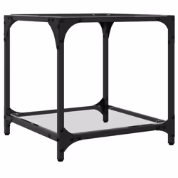 vidaXL Coffee Tables with Black Glass Top End Table Side Table 2 pcs Steel - transparent, 40 x 40 x 40 cm/ 1 pcs - Additional view 5