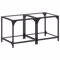 vidaXL Coffee Tables with Black Glass Top End Table Side Table 2 pcs Steel - transparent, 40 x 40 x 40 cm/ 2 pcs