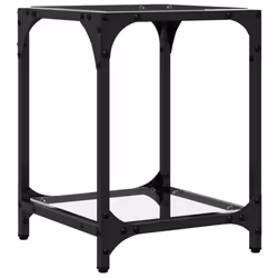 vidaXL Coffee Tables with Black Glass Top End Table Side Table 2 pcs Steel - transparent, 40 x 40 x 40 cm/ 2 pcs - Additional view 5