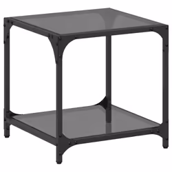 vidaXL Coffee Tables with Black Glass Top End Table Side Table 2 pcs Steel - black, 40 x 40 x 40 cm/ 1 pcs