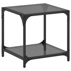 vidaXL Coffee Tables with Black Glass Top End Table Side Table 2 pcs Steel - black, 40 x 40 x 40 cm/ 1 pcs
