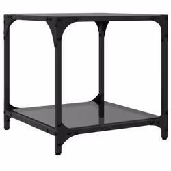 vidaXL Coffee Tables with Black Glass Top End Table Side Table 2 pcs Steel - black, 40 x 40 x 40 cm/ 1 pcs - Additional view 5